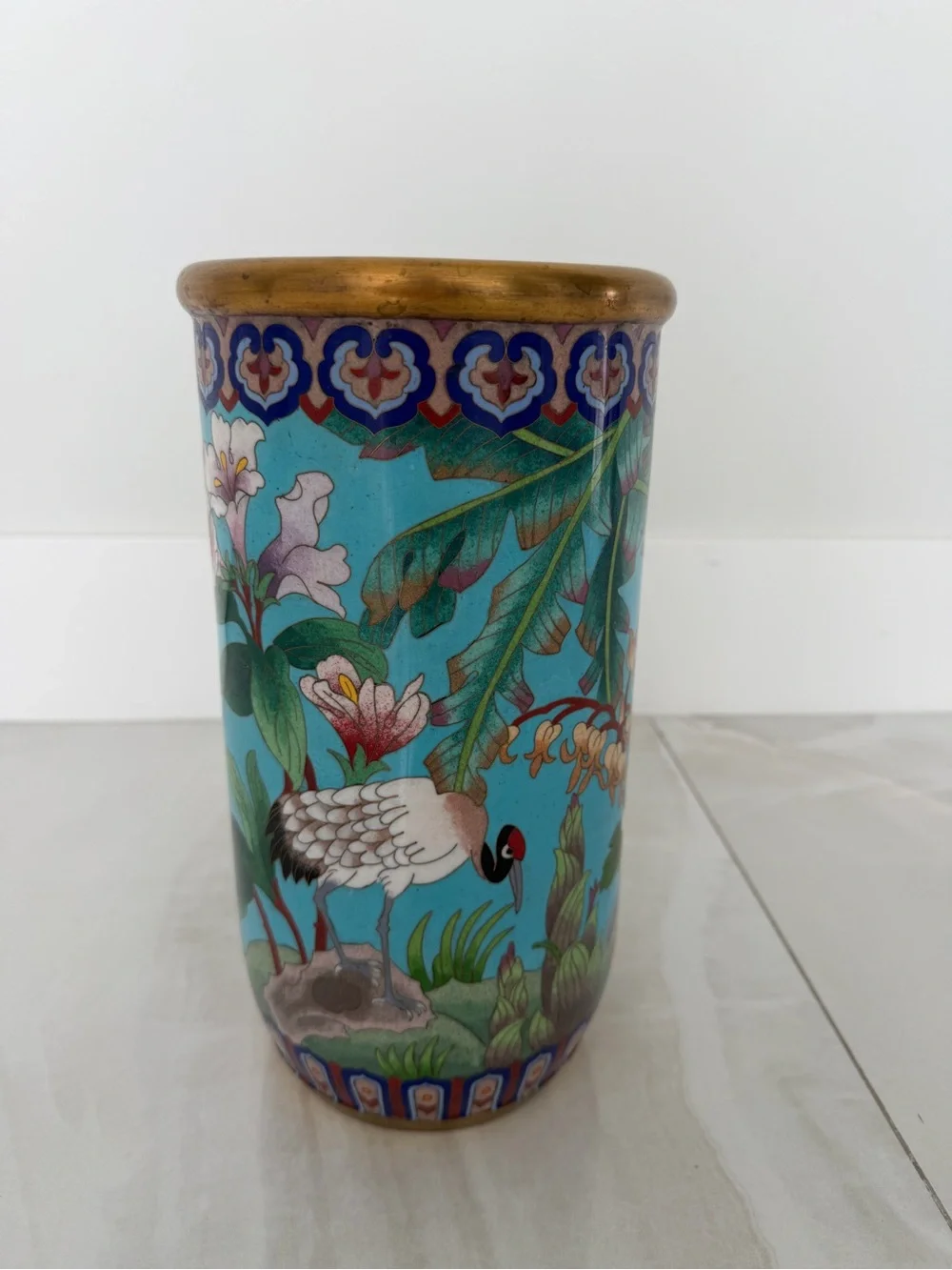 Vintage 1990’s Chinese Cloisonné Vase w/ Base Purchased in China PRICED TO SELL